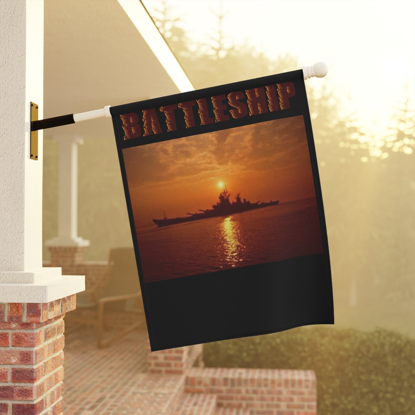 Battleship Sunset Navy Sea Ocean Military Movie History Garden & House Banner